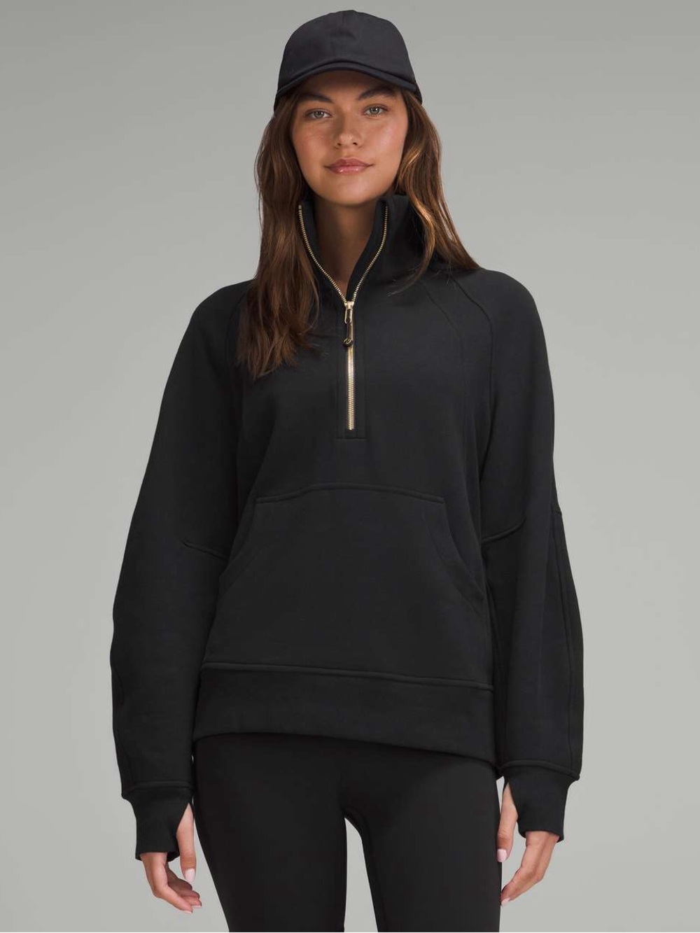 ✨ Lululemon Scuba Oversized Funnel-Neck Half Zip Long ✨ 🖤 Black/Gold | Size M/L